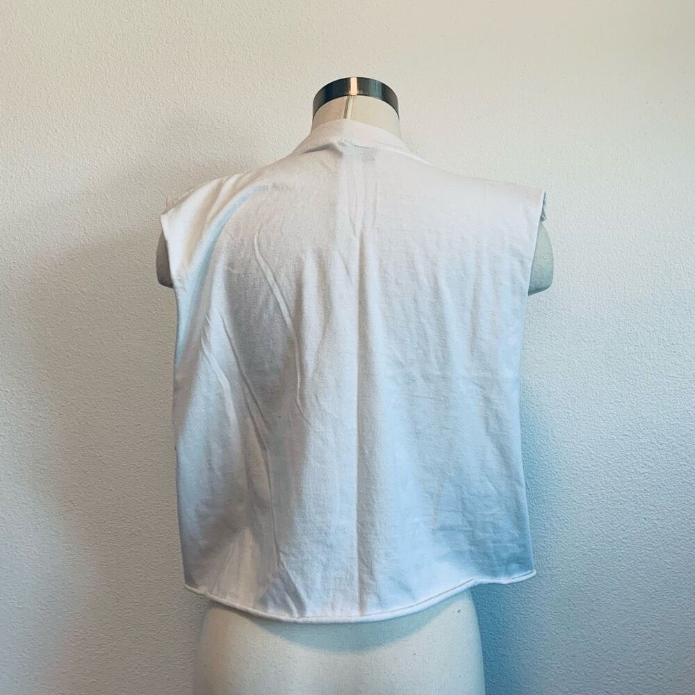 Vintage Aries White Cut Off Cropped T Shirt L Large Sun Moon Zodiac - Picture 3 of 8